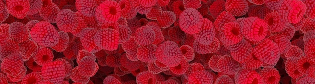 Photo juicy red raspberry 3d illustration