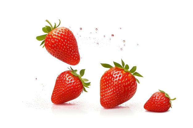 Juicy Red Strawberries Isolated on White Background AI Image