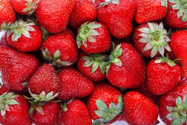 Juicy, ripe natural red strawberries 