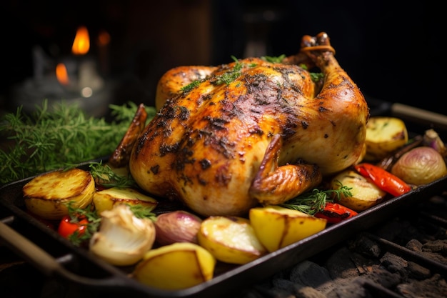 Photo juicy roast chicken grilled generate ai