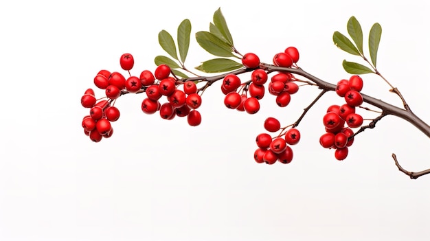 Photo juicy rowan with branch isolated on white background