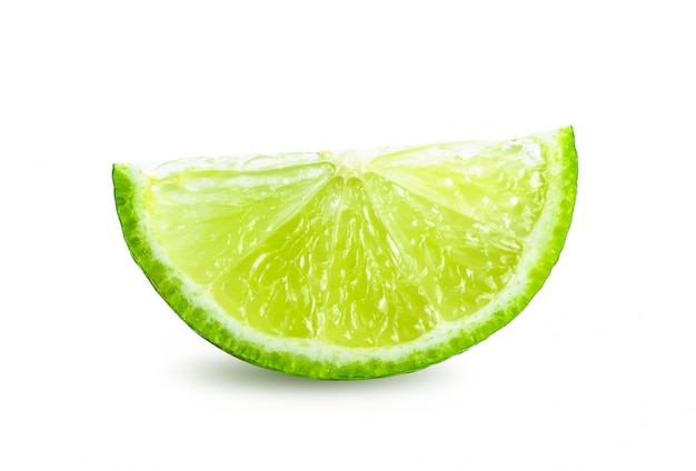 Juicy slice of lime isolated