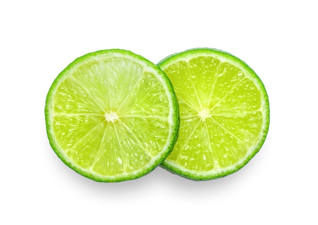 Juicy slices of lime isolated