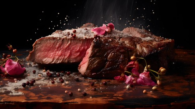 Photo a juicy steak cooked to perfection