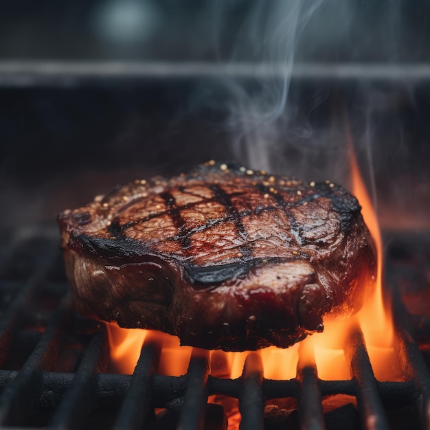 Juicy steak on fire generative ai