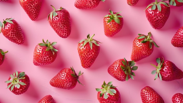 Photo juicy strawberries on a vibrant pink background perfect for food and summer themed designs