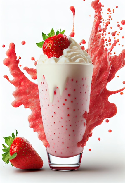 Juicy Strawberry smoothie on white background