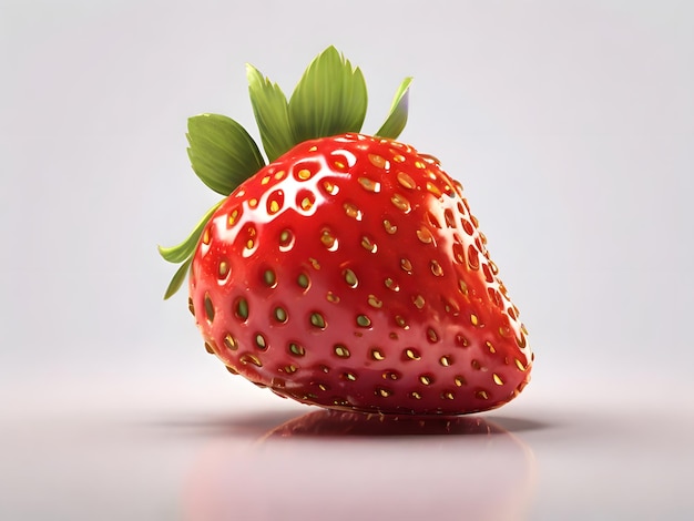 Foto dolcezza di fragola succosa illustrazione di rendering 3d su uno sfondo bianco croccante
