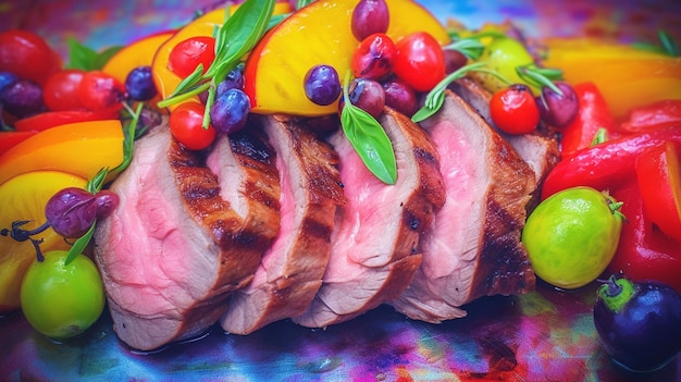 Juicy and succulent roast beef platter