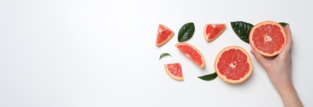 Фото Сочные летние фрукты грейпфрут концепции свежих продуктов
