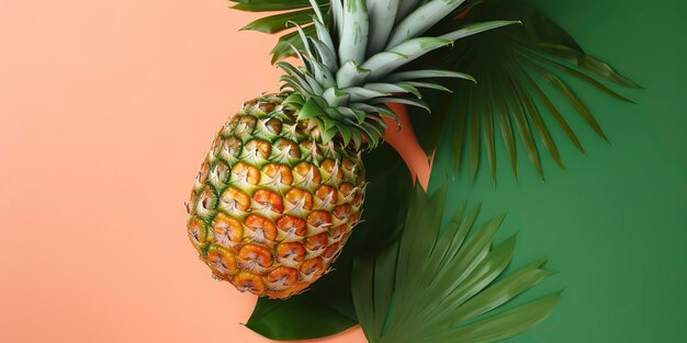 Juicy Summer Refreshment Top View van verse vruchthelften met Monstera Leaf Serene Backdrop AI gegenereerd