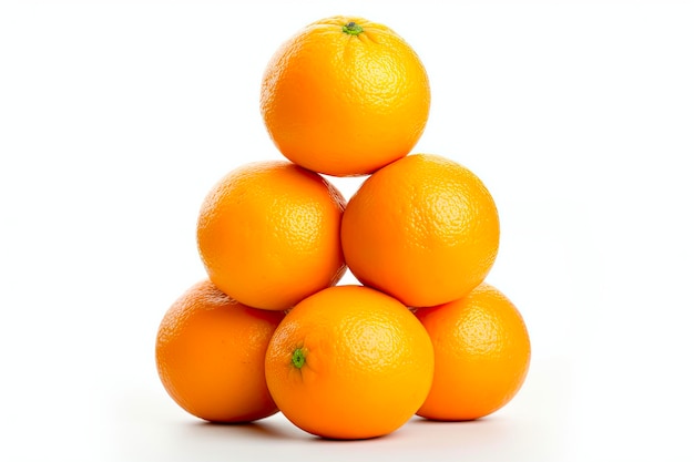 Juicy and Sweet Navel Oranges Stack of 5 Isolated on White Background