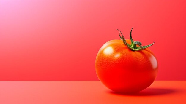 Juicy tomato on red background