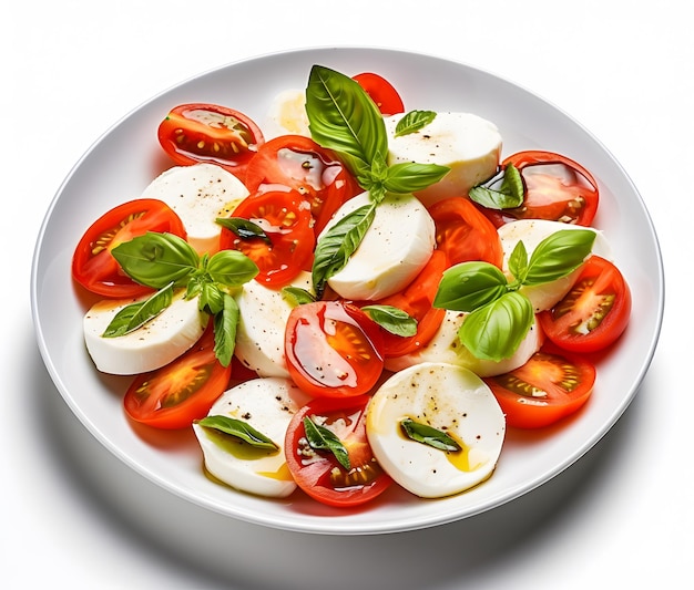 Juicy tomatoes fresh mozzarella cheese and a savory and fragrant caprese salad Generative AI