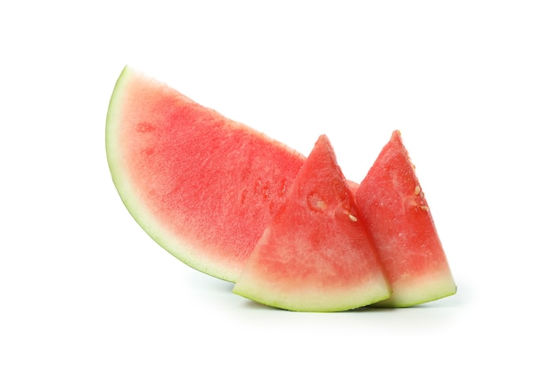 Juicy watermelon slices isolated on white background