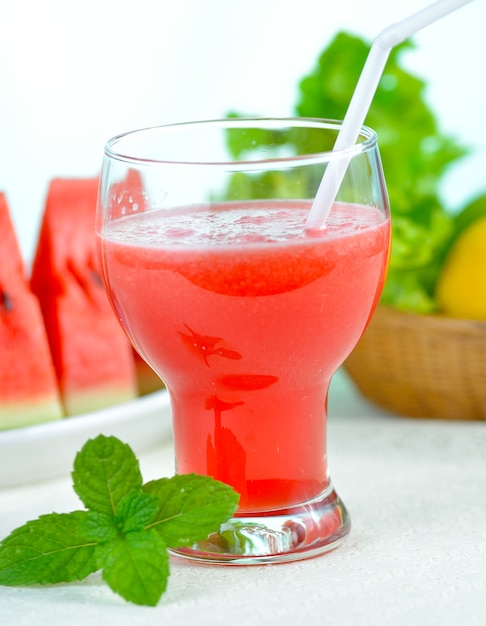 Juicy watermelon on table close-up