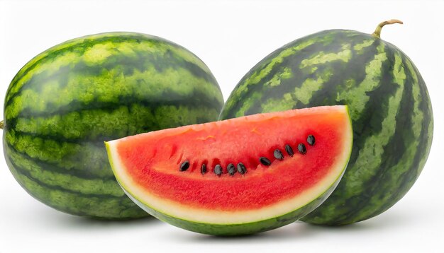 Juicy watermelon with sliced isolated on white background clipping path