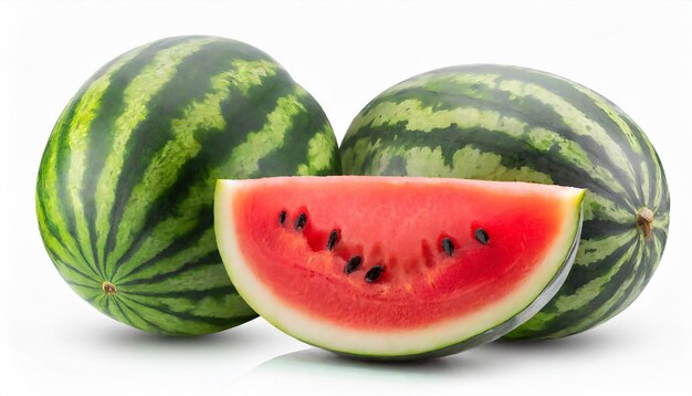 Juicy watermelon with sliced isolated on white background clipping path