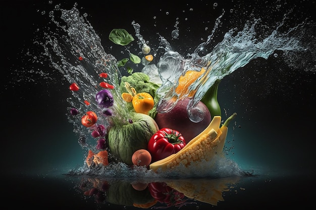 Juiste voedingsset voor een gezonde levensstijl Gezond eten Fruit Groenten Zuiver water Biologisch Dieet Calorievoedsel Mooi lichaam