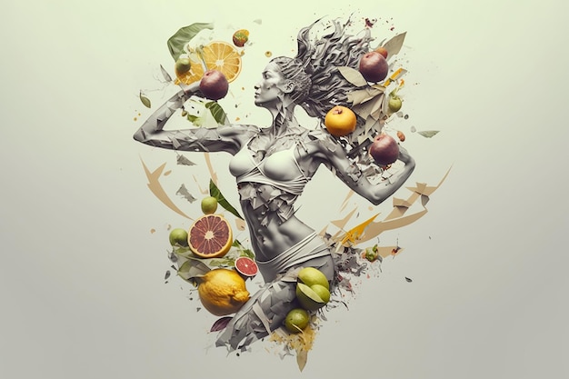 Juiste voedingsset voor een gezonde levensstijl Gezond eten Fruit Groenten Zuiver water Biologisch Dieet Calorievoedsel Mooi lichaam