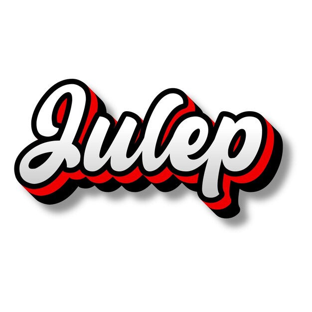 Photo julep text 3d silver red black white background photo jpg