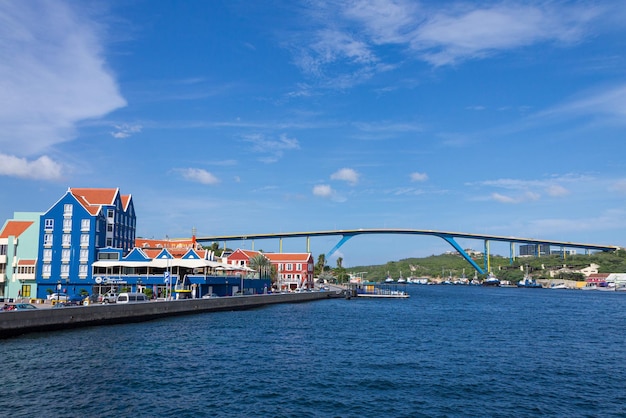 Juliana Queen Bridge in the city of Willemstad Curacao
