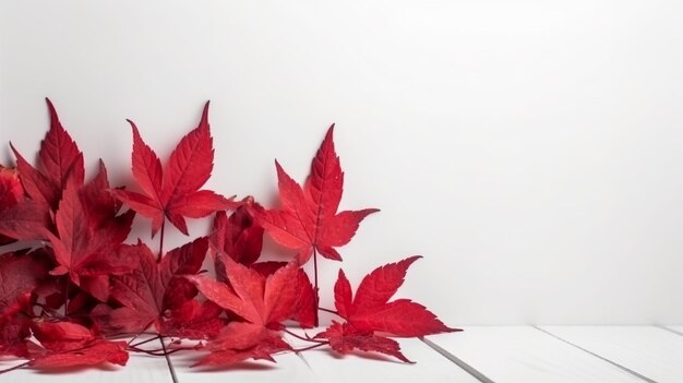 July 1st Canada Day illustration with maple leaves on white wooden background Generative ai