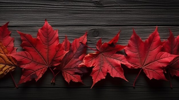 July 1st Canada Day illustration with maple leaves on wooden background Generative ai