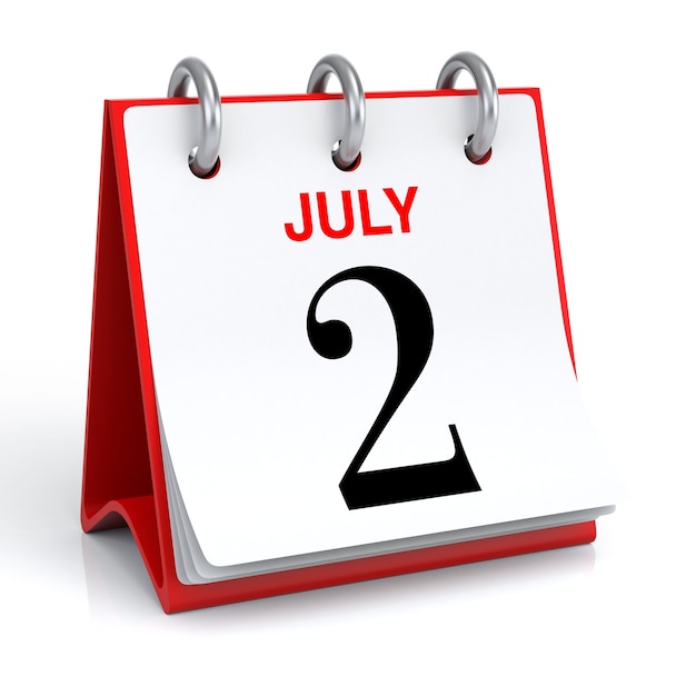 Rendering 3d del calendario di luglio