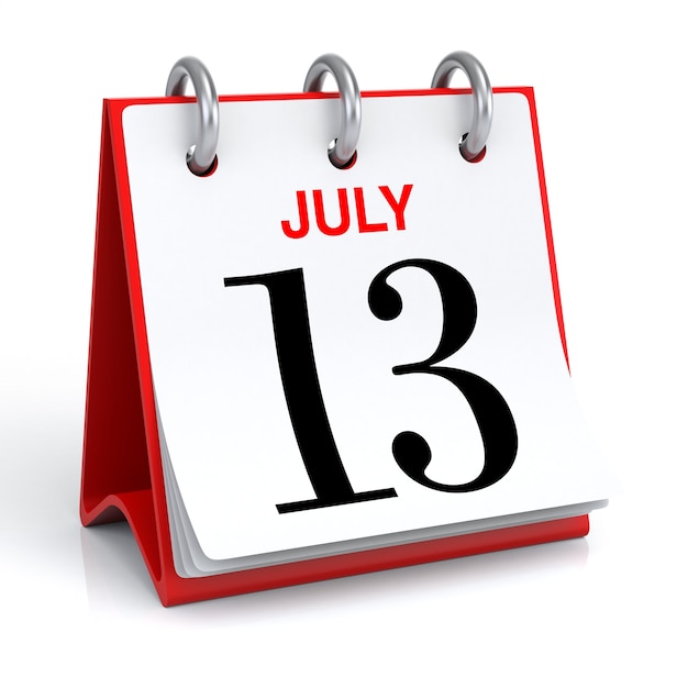 July Calendar 3D rendering