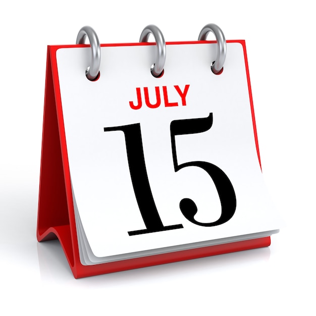 July Calendar 3D rendering