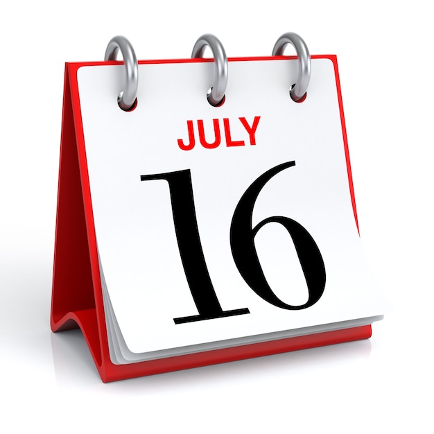 July Calendar 3D rendering