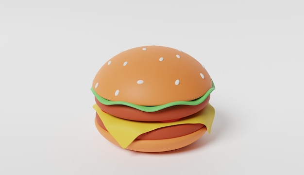 ジャンボバーガーの3Dレンダリング