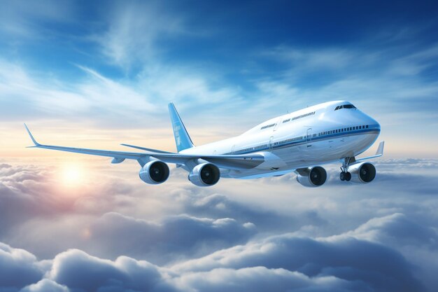 Jumbo jet soaring gracefully through the expansive sky