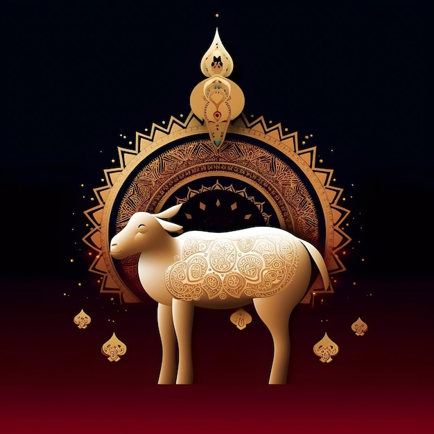 Jumma ramadan islamic pattern mandala with cow Eid al Adha concept AI generated