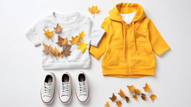 Foto jumper and pants with sneakers set of baby clothes