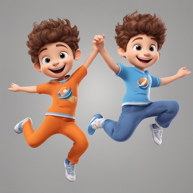 Jumping boy cartoon character generated by AI