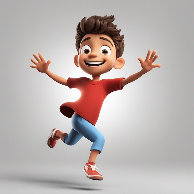 Jumping boy cartoon character generated by AI