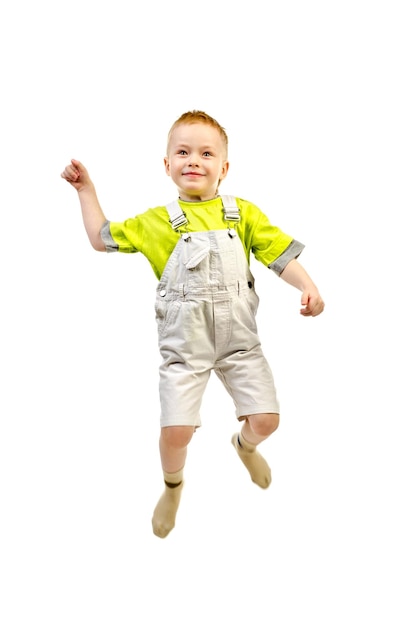 Jumping boy isolated on a white background