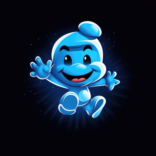 Jumping into Nostalgia A Minimalistic Vector Illustration of a Happy 80s Style Smurf in Blue agai