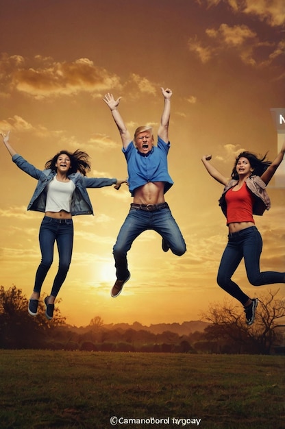 Photo jumping for joy
