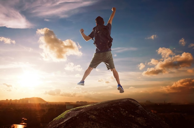 Jumping Man on the Peak