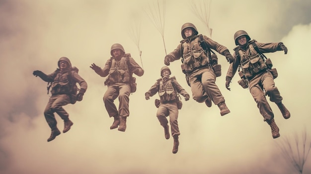 Foto paracadutisti che saltano sul cielo ai generativa