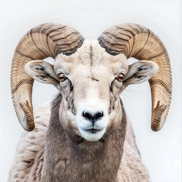 Photo jumping ram animal in white background