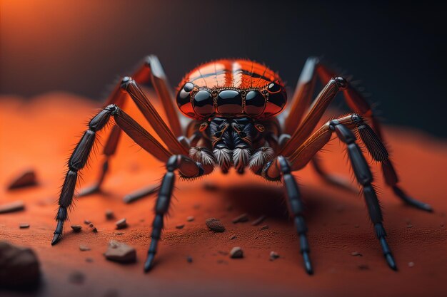 jumping spider closeup on solid color background copyspace ai generative