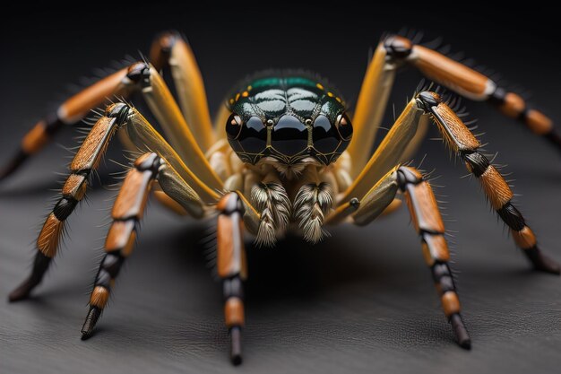 jumping spider closeup on solid color background copyspace ai generative