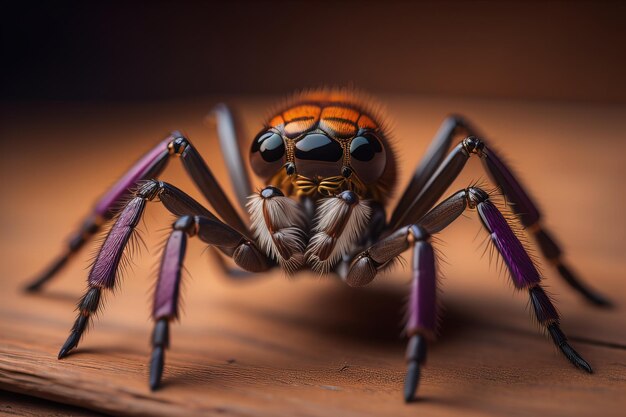 jumping spider closeup on solid color background copyspace ai generative