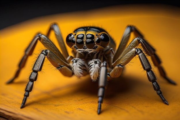jumping spider closeup on solid color background copyspace ai generative