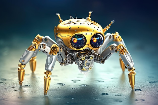 Jumping spider cyborg animal illustration generative ai