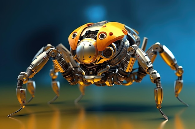 Jumping spider cyborg animal illustration generative ai